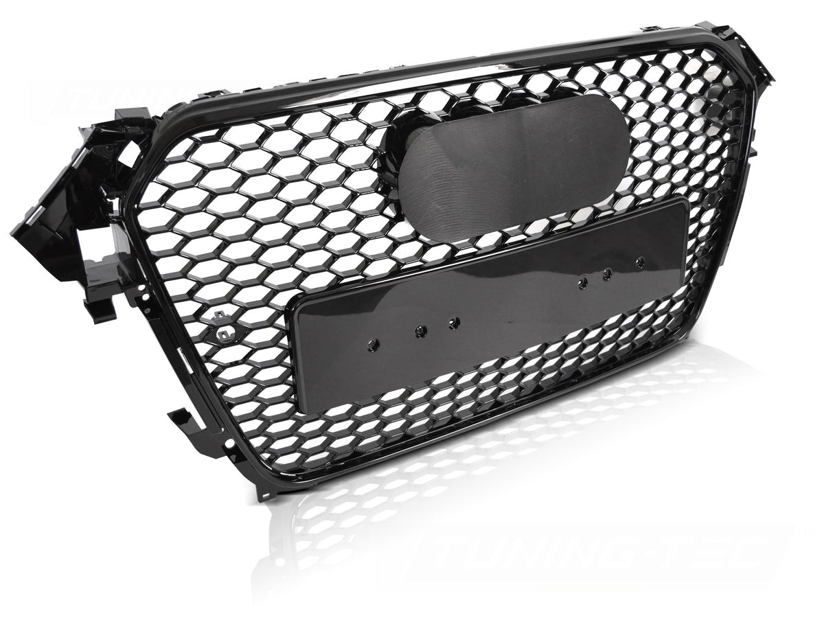 Sport grill Audi A4 B8 facelift 2012–2015 glossy svart med PDC-utsparinger sett forfra