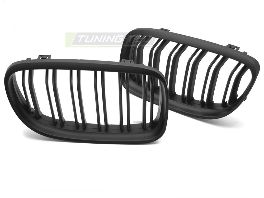 Grill BMW 3-Serie E90 E91 LCI 09-11 matt svart double bar fra Tuning-Tec