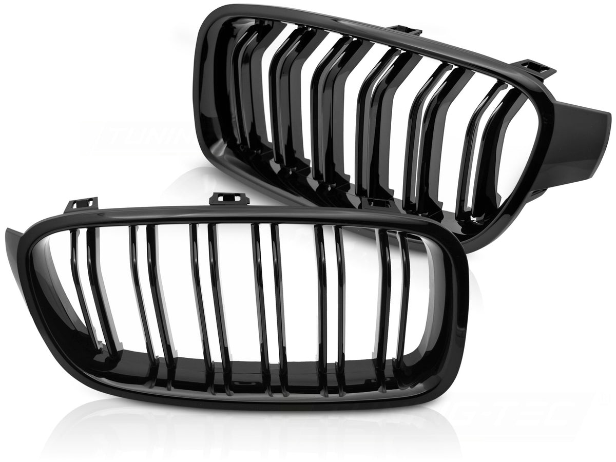 Grill BMW 3 Serie F30 F31 11-18 Sport Double Bar blank svart fra Tuning-Tec