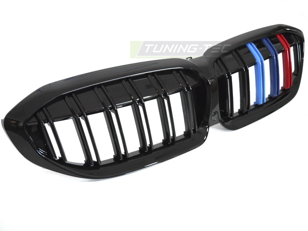 Grill BMW 3 Serie G20/G21 19-22 glossy black tri-colour double bar fra Tuning-Tec