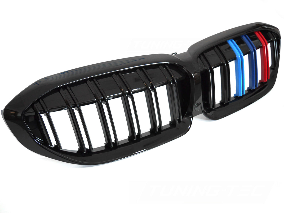 Grill BMW 3 Serie G20/G21 19-22 glossy black tri-colour double bar fra Tuning-Tec