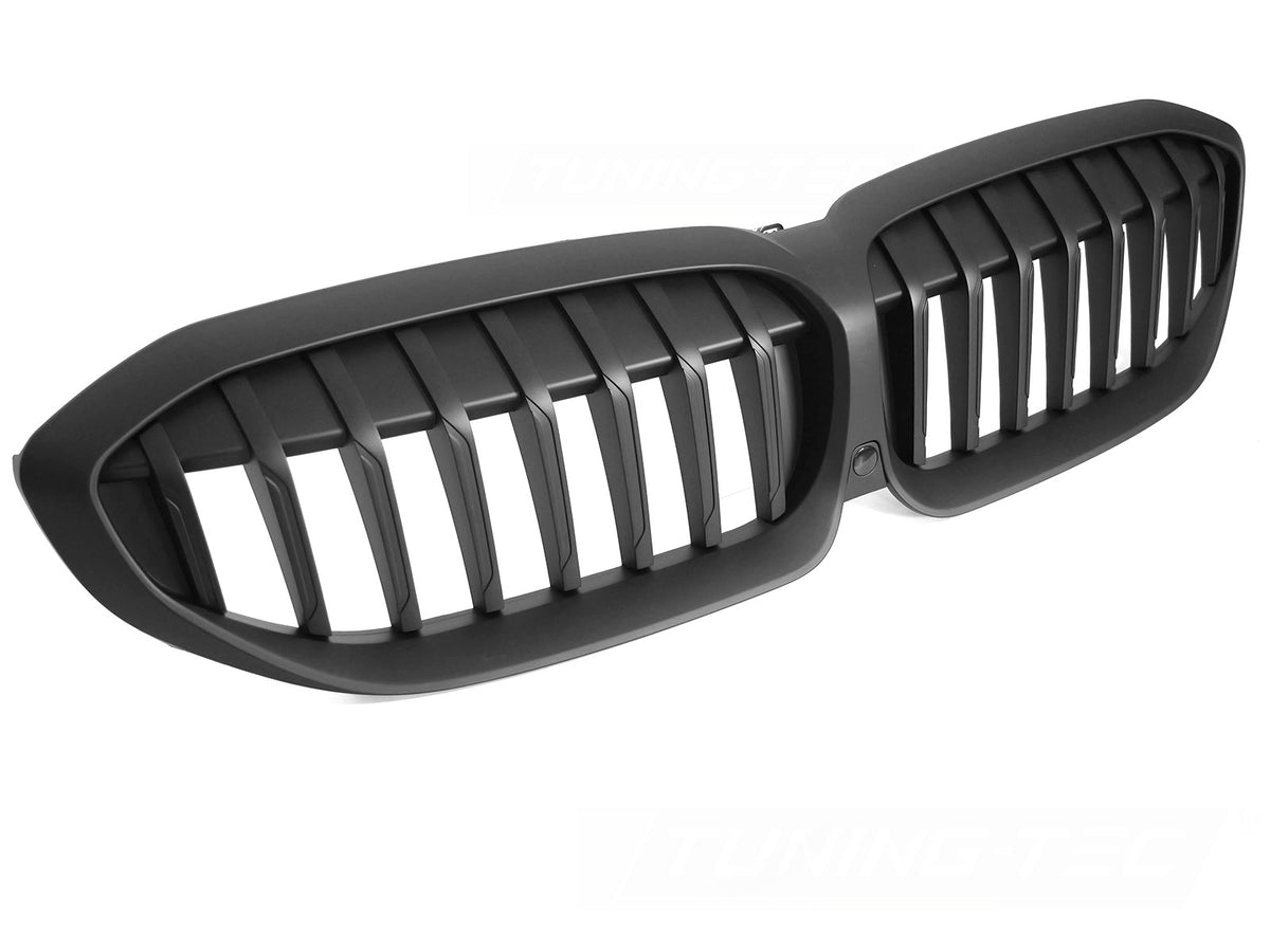 Frontgrill matt svart montert på BMW 3-serie G20 2019–2022