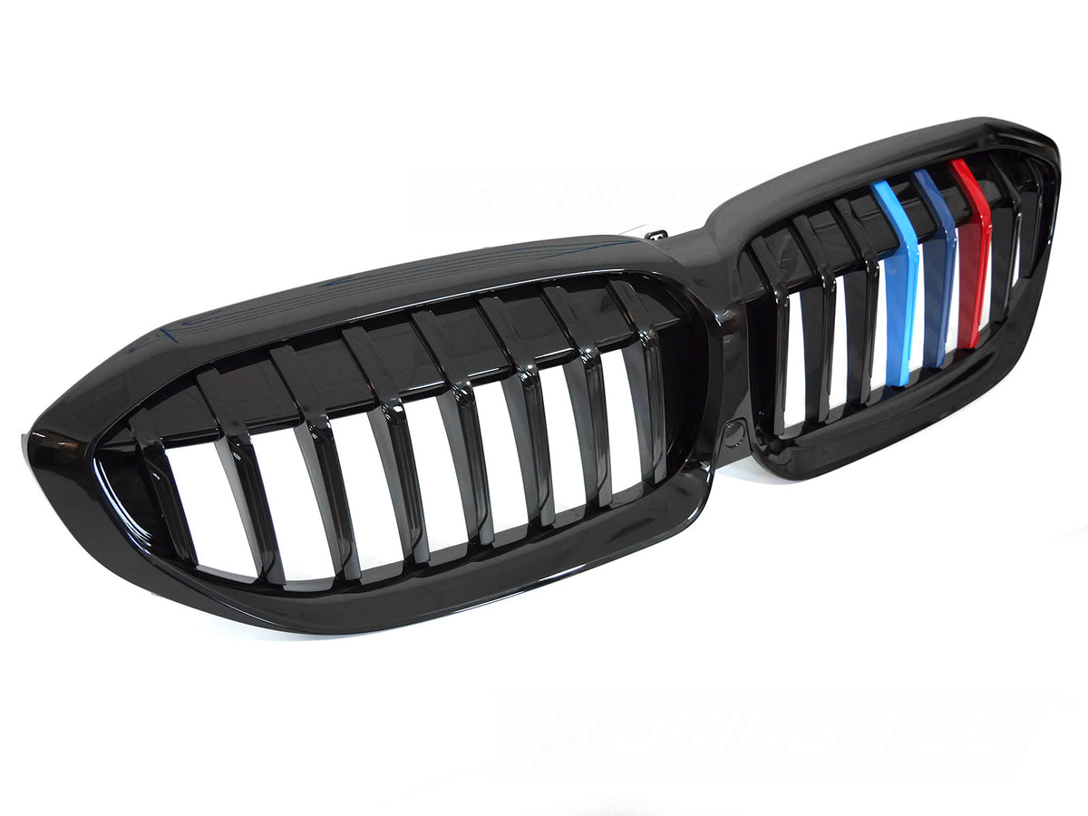 Grill BMW 3 Serie G20/G21 19-22 blank svart med Tri-Colour dekor fra Tuning-Tec