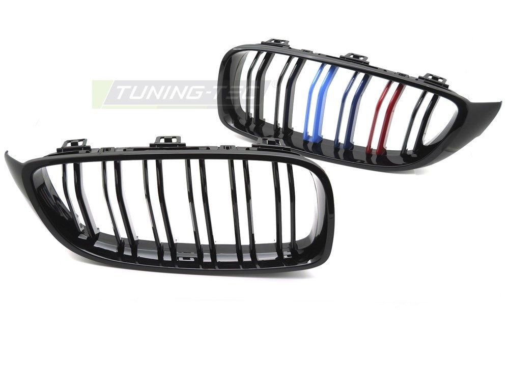Grill BMW 4 Serie F32 F33 F36 13-20 Glossy Black Tri-Colour Double Bar fra Tuning-Tec