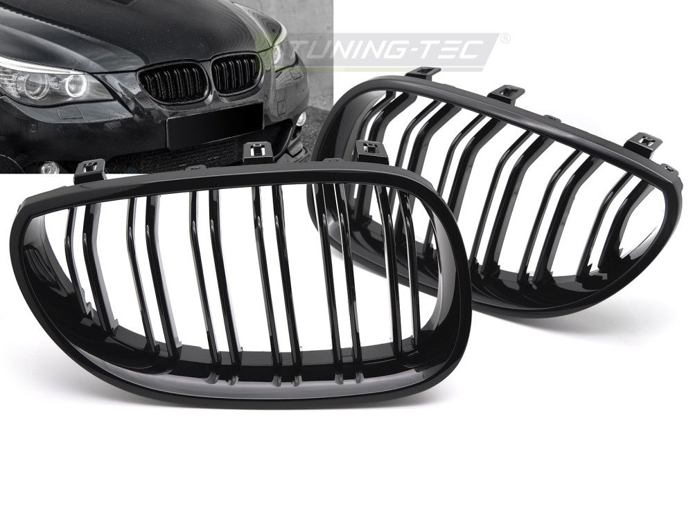 Grill BMW 5 Serie E60 E61 03-10 Sport Double Bar Glossy Black fra Tuning-Tec