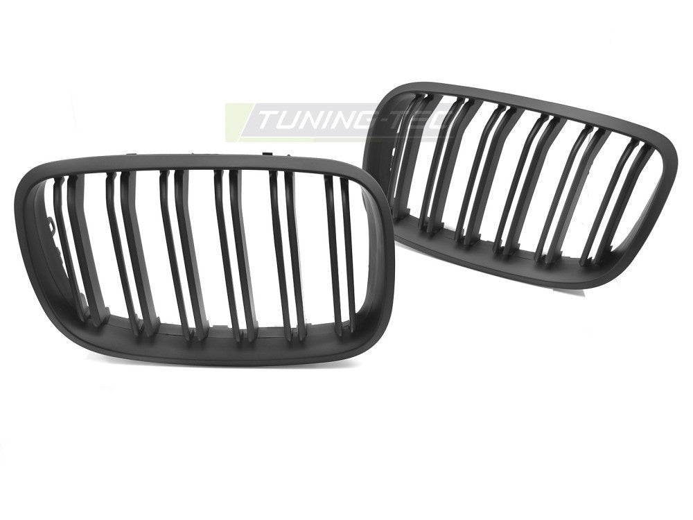 Grill BMW X6 E71 double bar matt svart – sett forfra