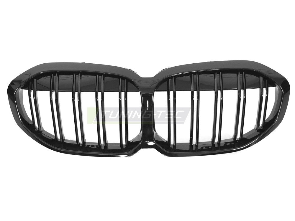 Blank svart sport grill til BMW F40 1 Serie 2019-2024 med doble sprosser