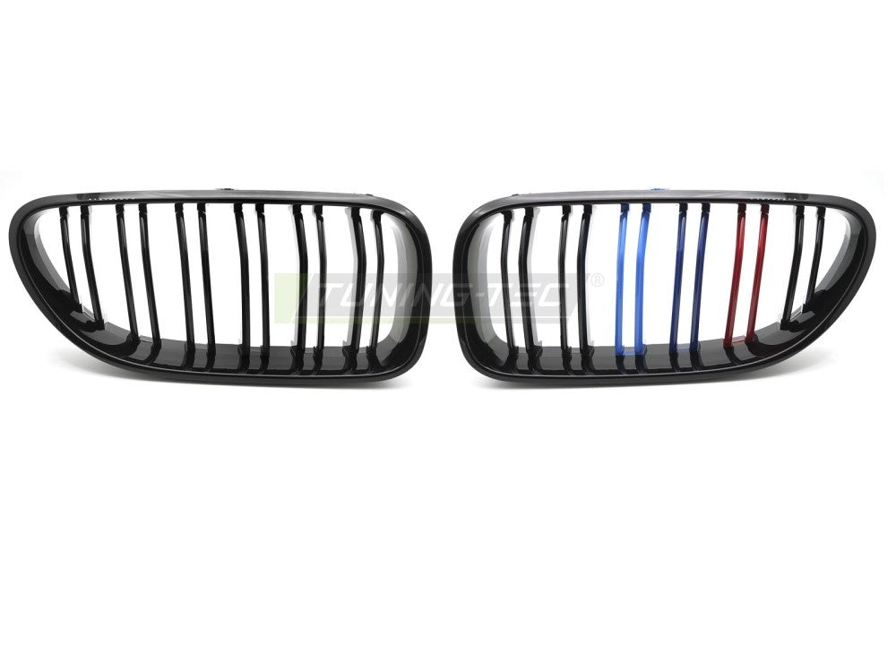 Blank svart sport grill med tri-colour dekor til BMW F12 F13 2011-2018