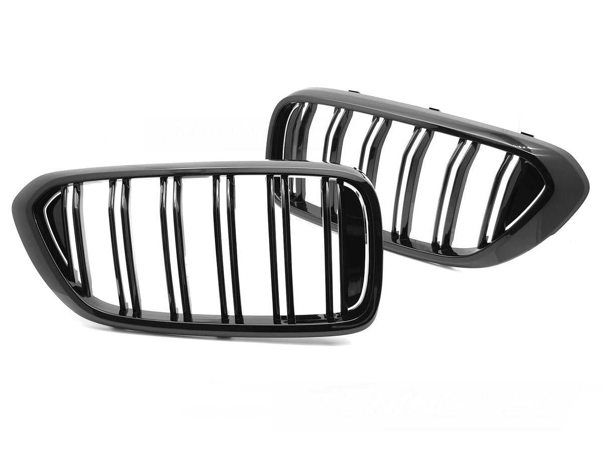 Sport grill glossy svart BMW 6-Serie G32 2017-2020 double bar design sett forfra