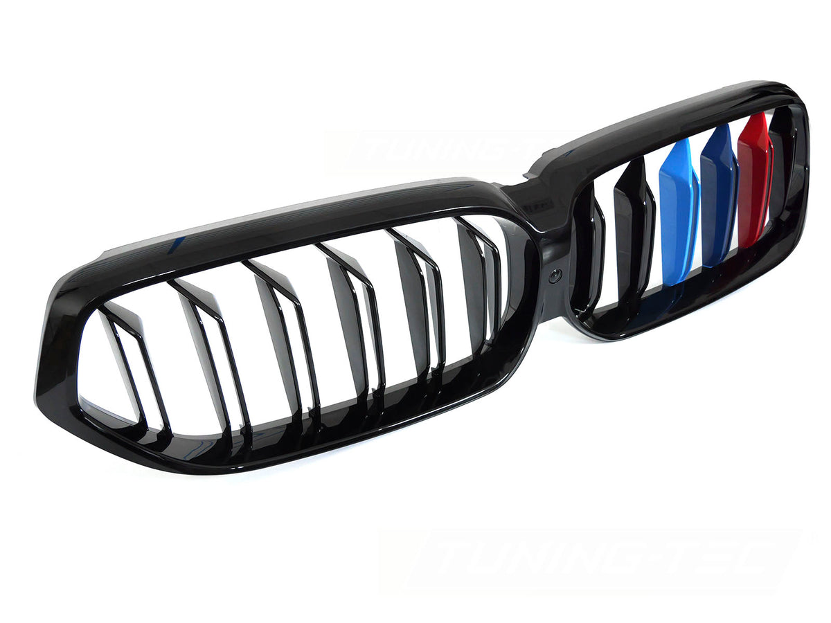 Sport-grill glossy svart med tri-colour striper til BMW 6-Serie G32 LCI sett forfra
