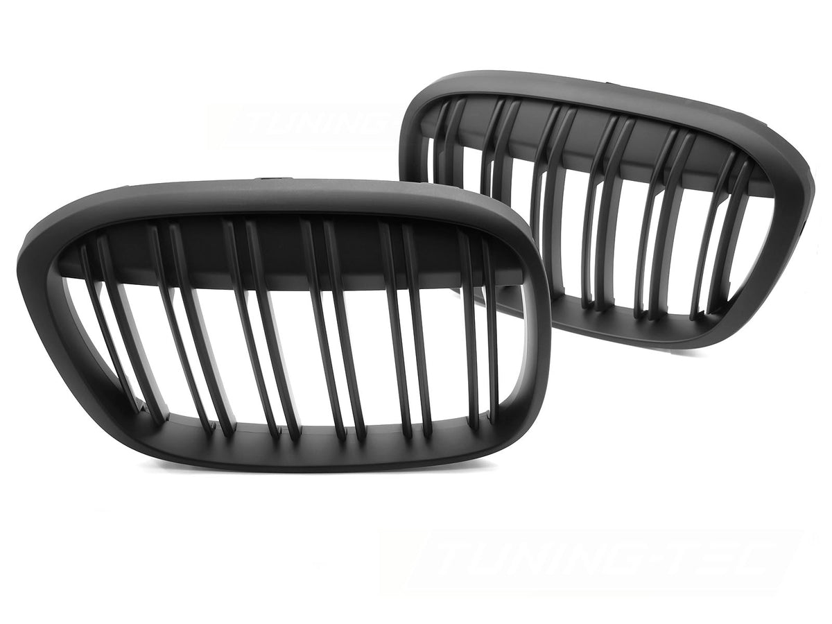 Sport grill BMW X1 F48 matt svart dobbel bar-design sett forfra
