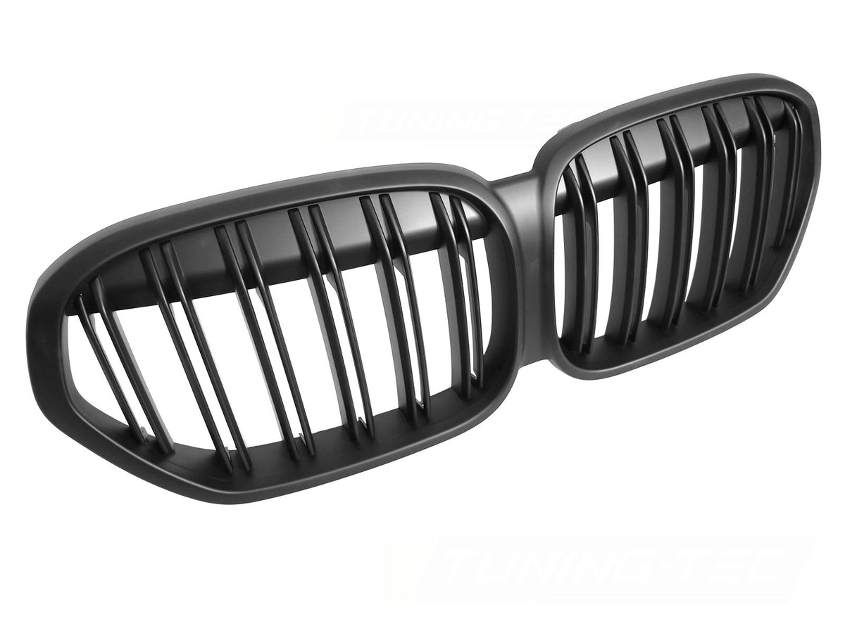 Sport grill matt svart dobbel bar BMW X1 F48 LCI 2020–2022 sett forfra