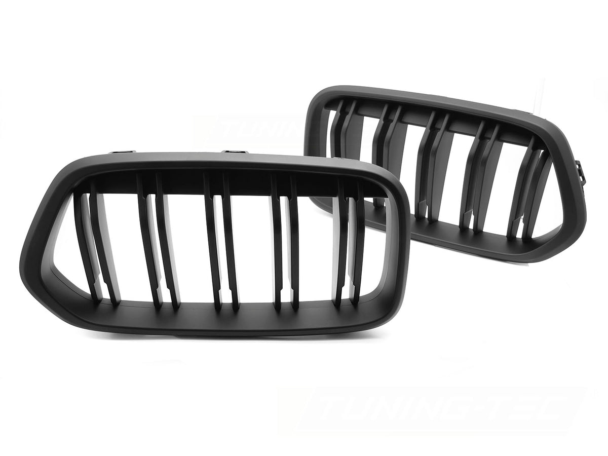 Sport grill BMW X2 F39 matt svart dobbel bar sett forfra
