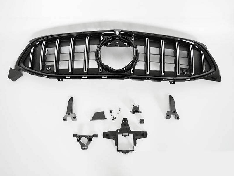 Krom og svart grill til Mercedes-Benz CLA W118 sett ovenfra