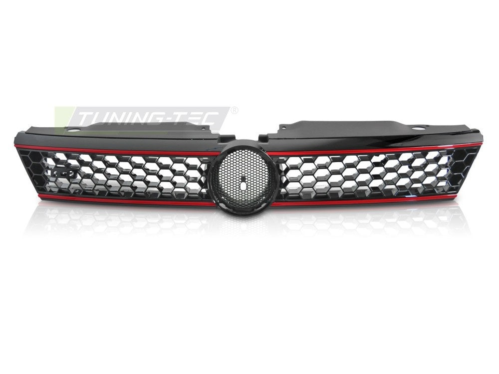 Grill til VW Jetta VI 2011-2014 glossy black med røde dekorlinjer fra Tuning-Tec