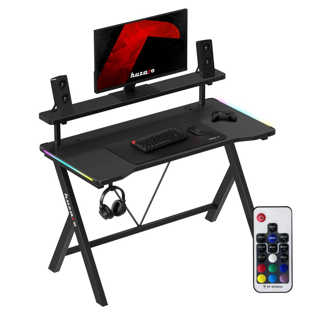 Huzaro Hero 1.9 RGB svart gamingbord 120 cm – frontvisning