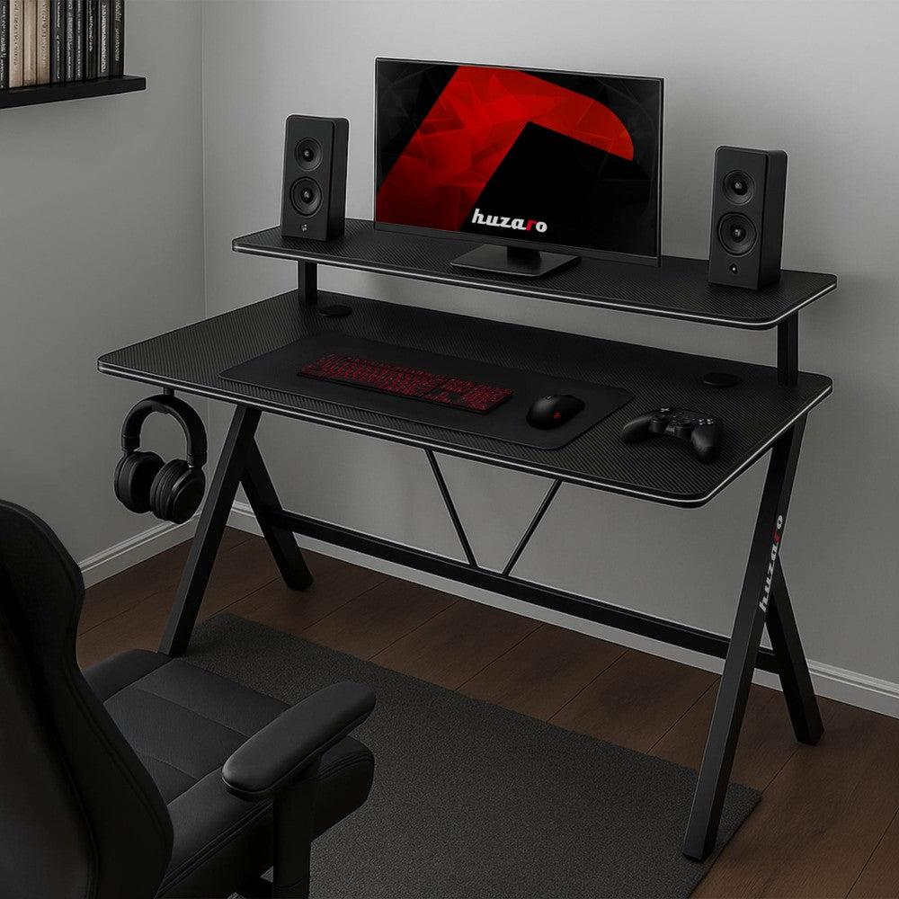 Huzaro Hero 1.9 svart gamingbord sett fra siden