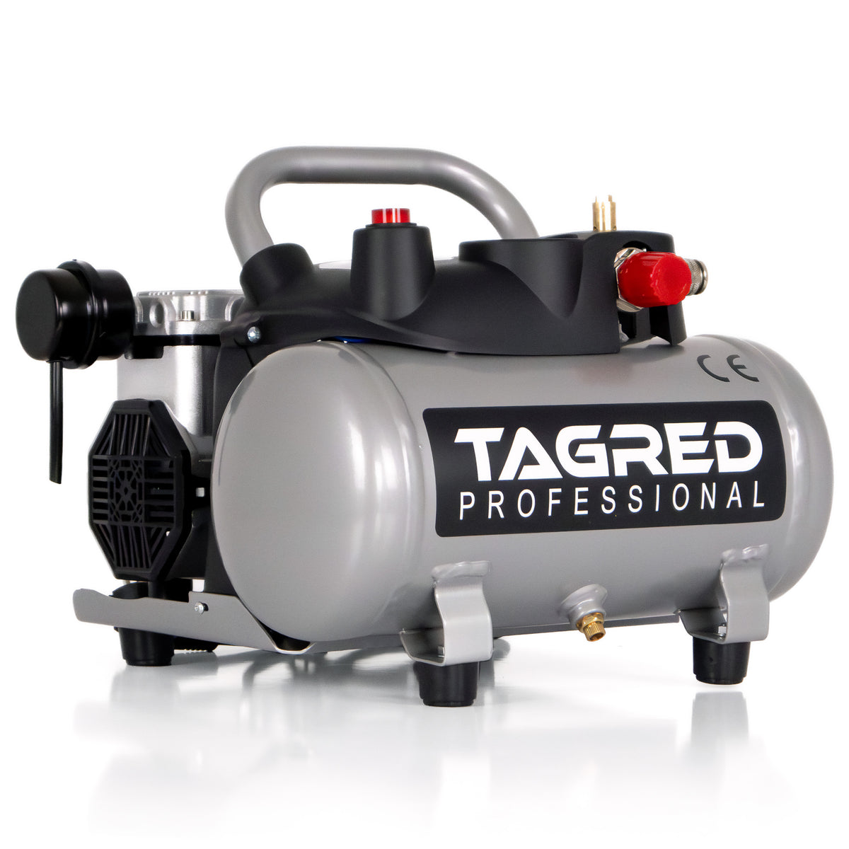 Kompressor Tagred TA380 oljefri stempelkompressor med 6 liters tank sett forfra
