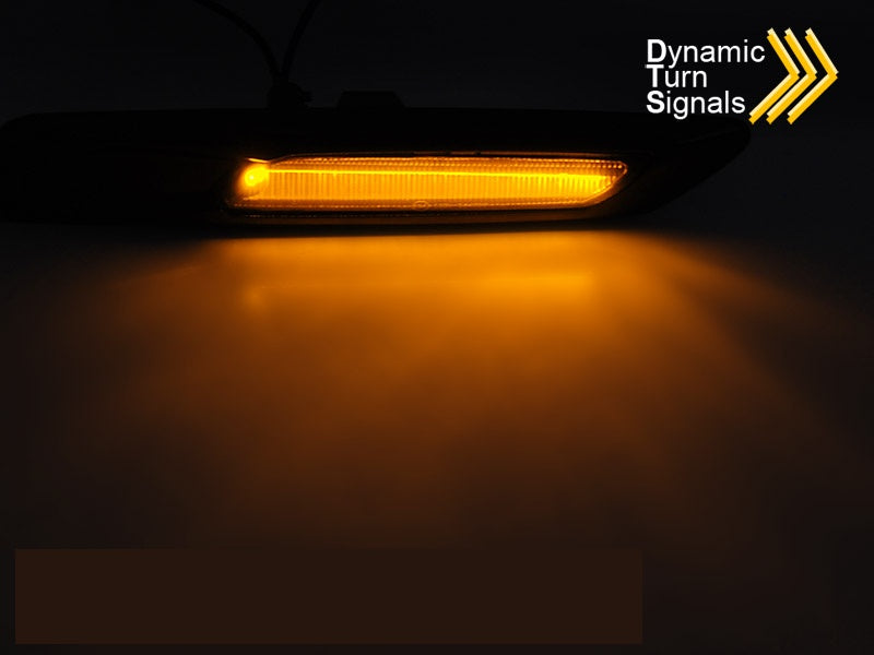 Sideblinklys med dynamisk LED for BMW F10 F11 i smoke svart utførelse