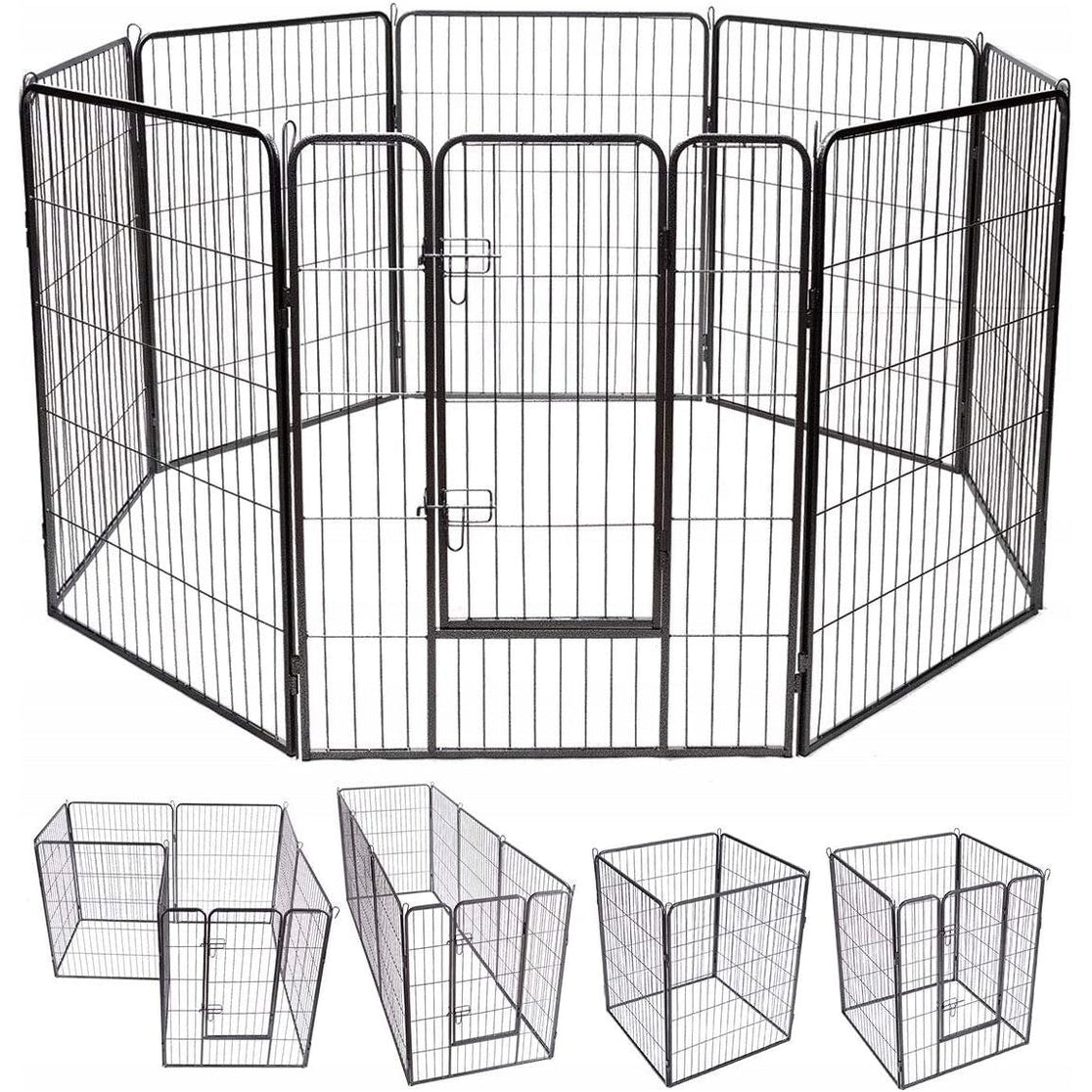 Modulær hundegård for hunder og dyr med 8 paneler 100 cm.
