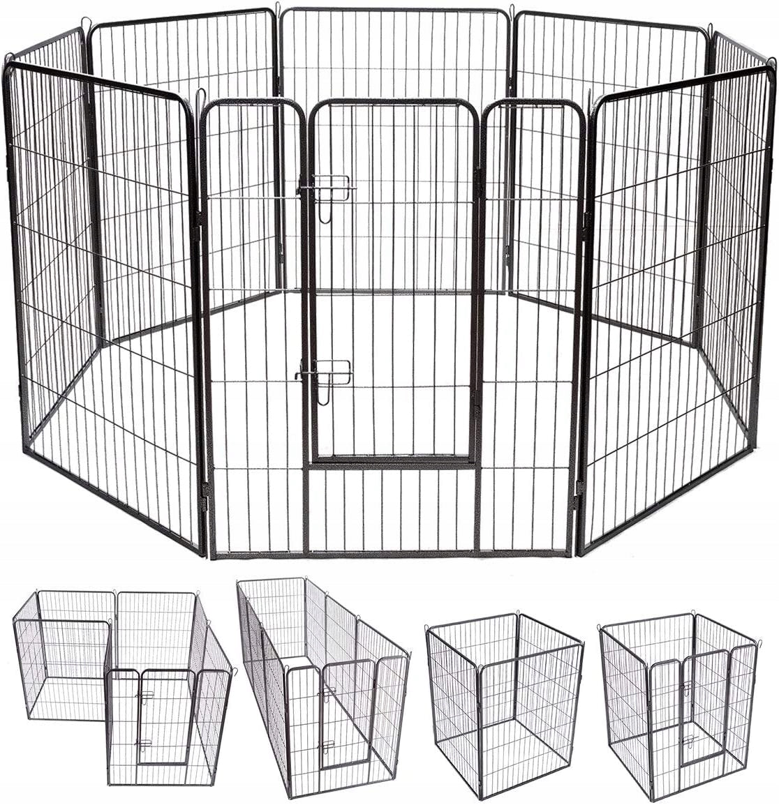 Modulær hundegård for hunder og dyr med 8 paneler 100 cm.