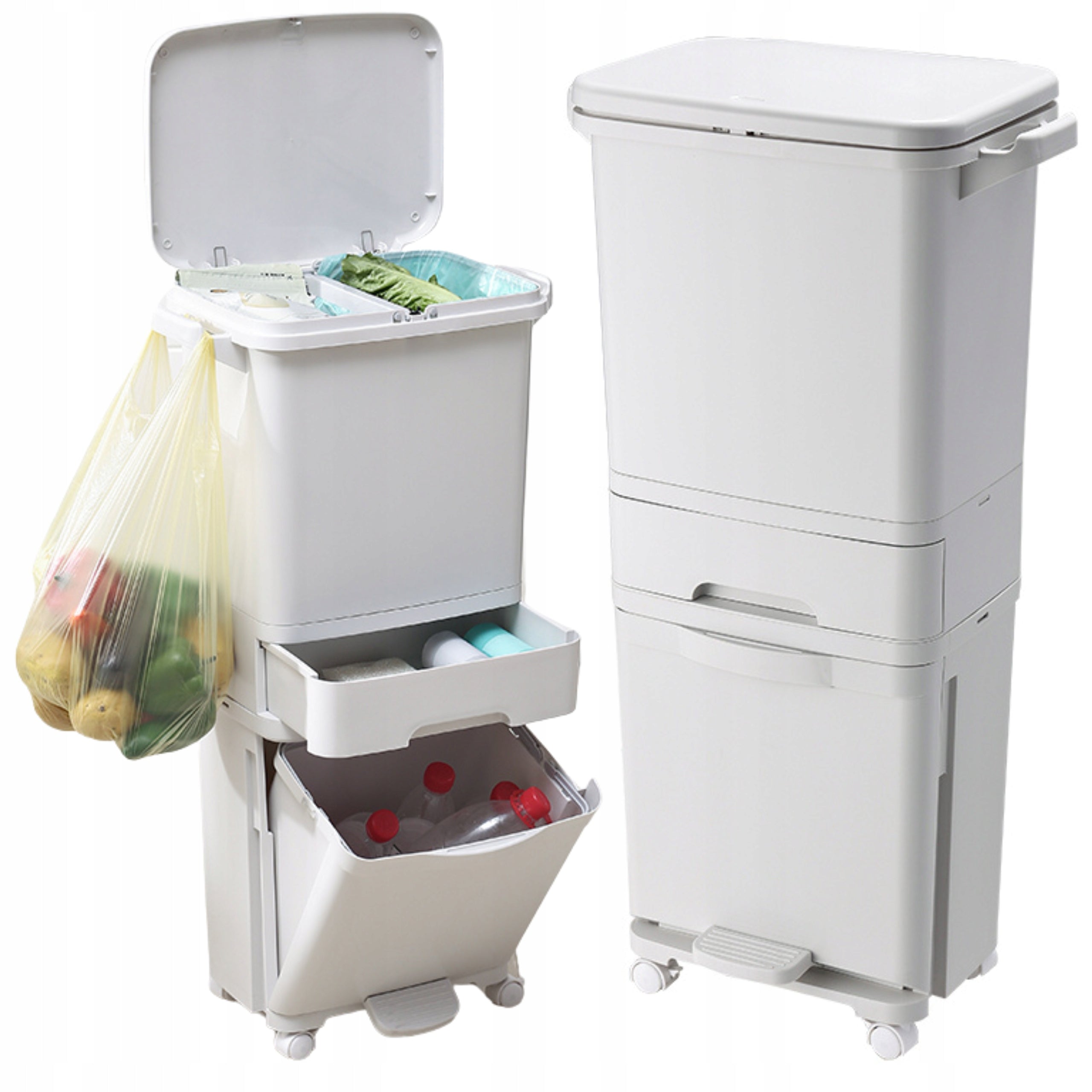 Avfallsbeholder for sortering med høy skuff til kjøkken, 42L