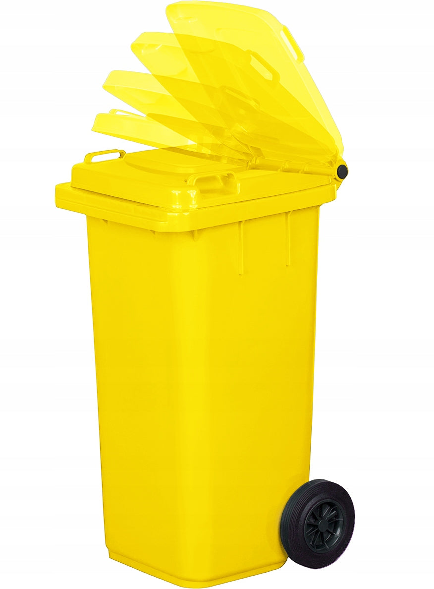 Søppelbøtte Avfallsbeholder 120 L Kraftig Gul Plast