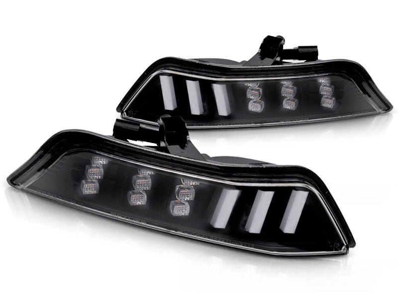 Sekvensielle LED-frontblinklys Ford Mustang 2015–2017 svart hus sett forfra
