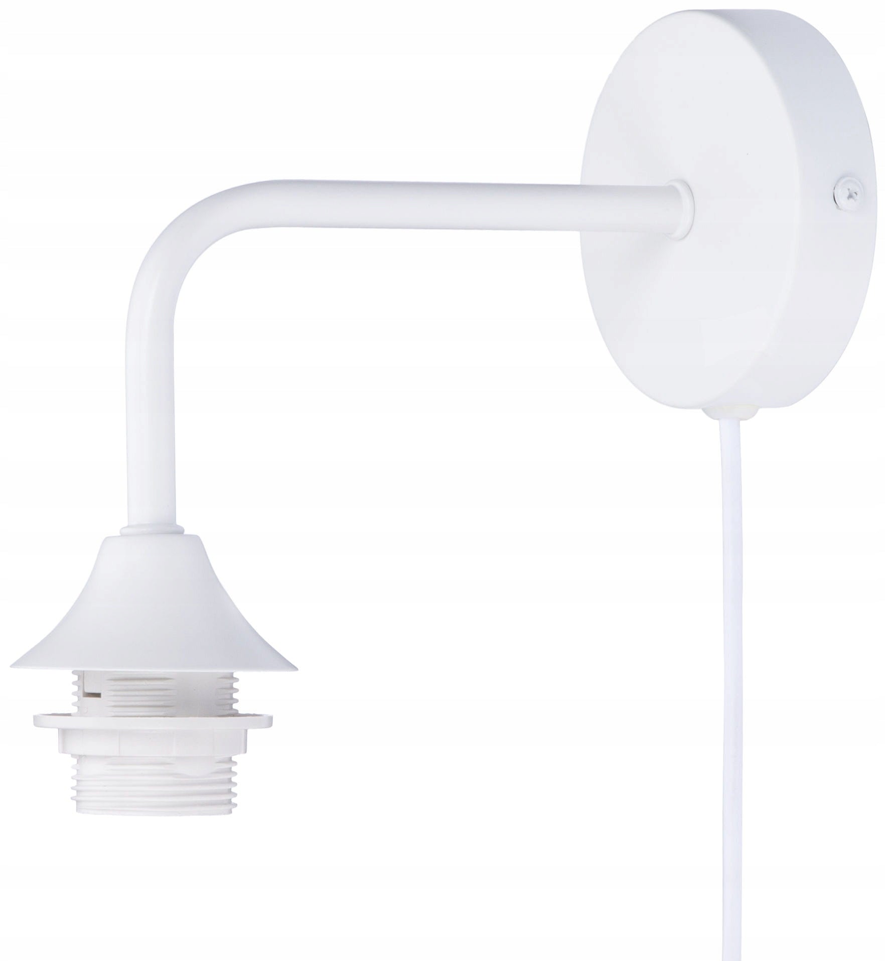 Vegglampe Rustikk Hvit Metallramme E27 med Ledning