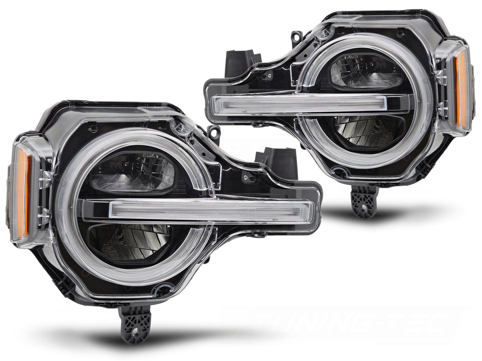 Frontlykter Ford Bronco 21–24 svart Full LED DRL – LPFOD3