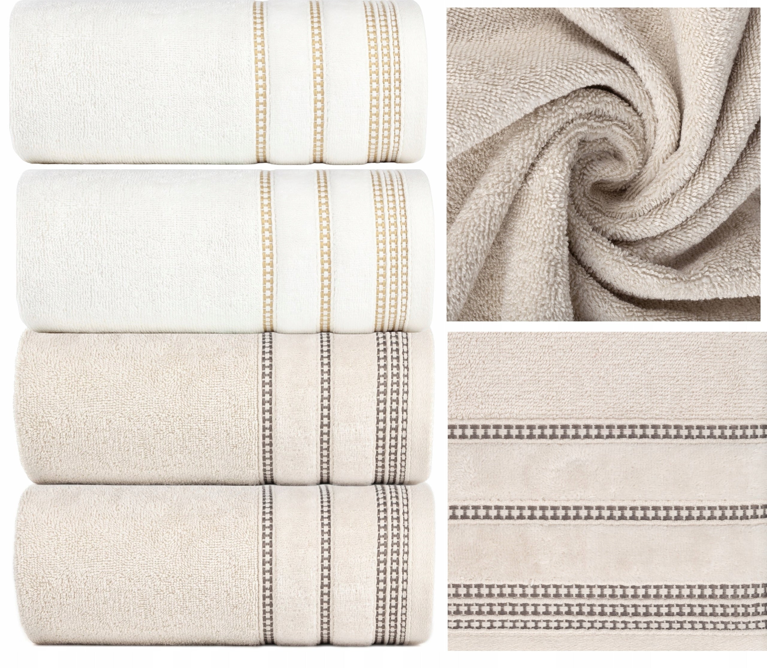 Komplett sett med 4 luksuriøse bomullshåndklær i forskjellige farger