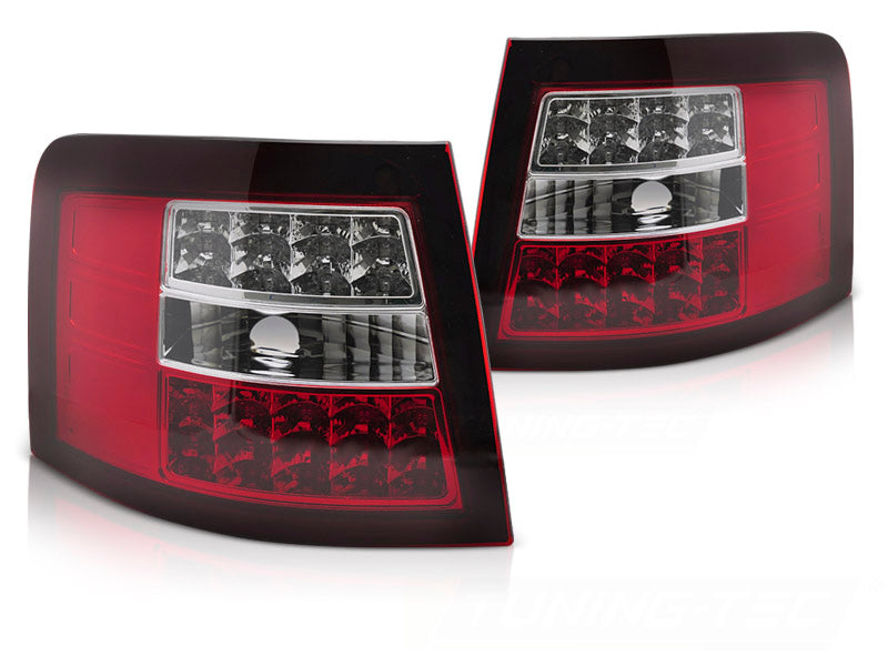 LED baklykter rød hvit til Audi A6 C5 Avant 1997–2004 sett bakfra