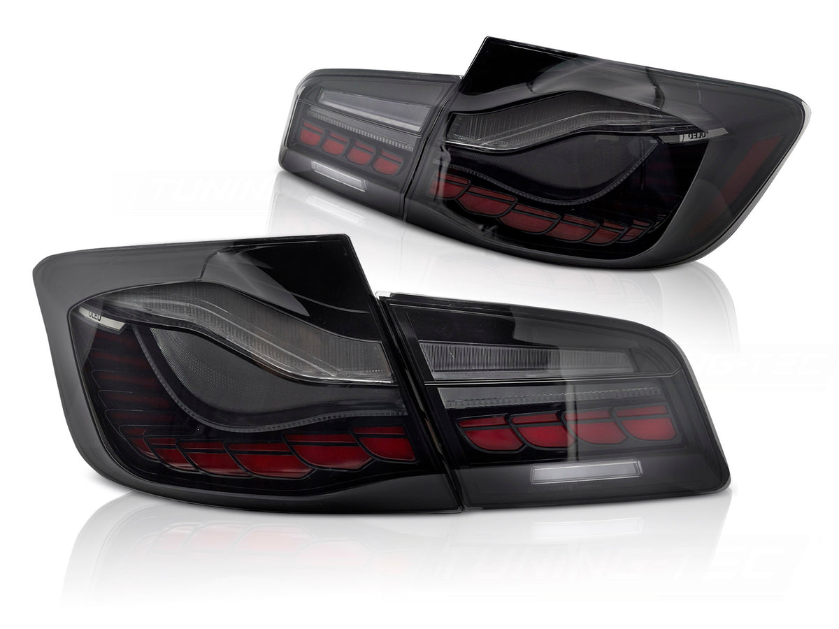 OLED baklykter BMW 5-Serie F10 smoke sekvensiell blinklys sett bakfra