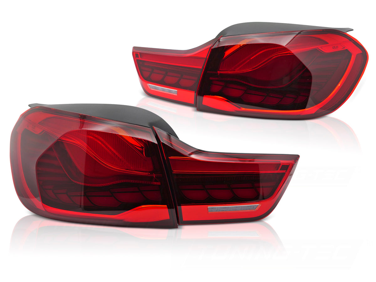 OLED baklykter BMW 4-Serie F32 F33 F36 rødt glass med sekvensiell blinklys sett bakfra