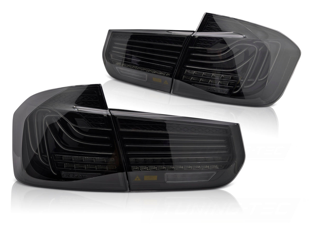 Baklykter LED smoke BMW 3-Serie F30 med sekvensiell blinklys sett bakfra