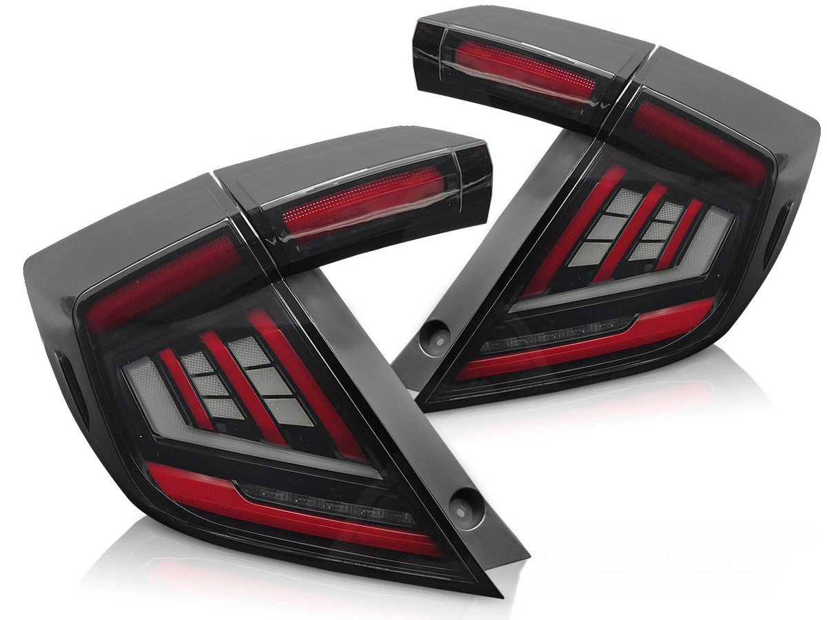 LED baklykter smoke Honda Civic X Hatchback 2016–2021 sett bakfra