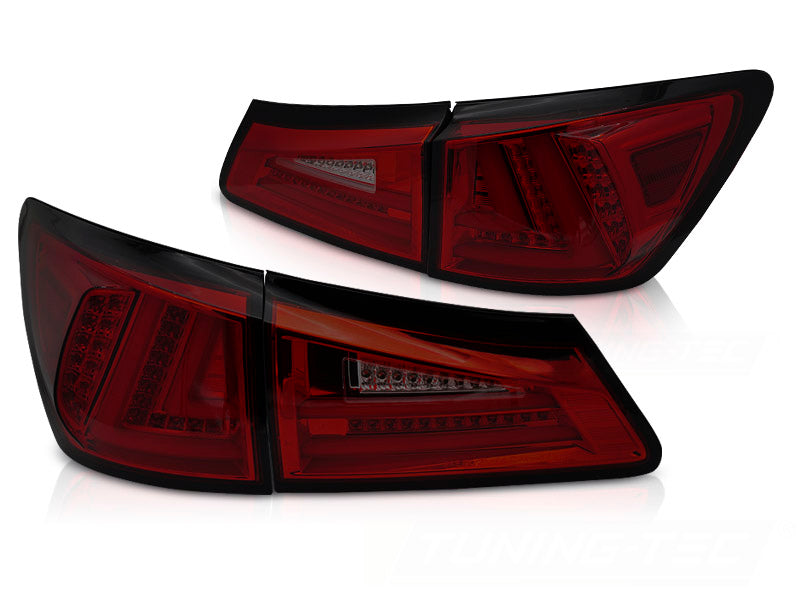 Baklykter LED rød smoke til Lexus IS II 2006–2013 sett bakfra komplett par