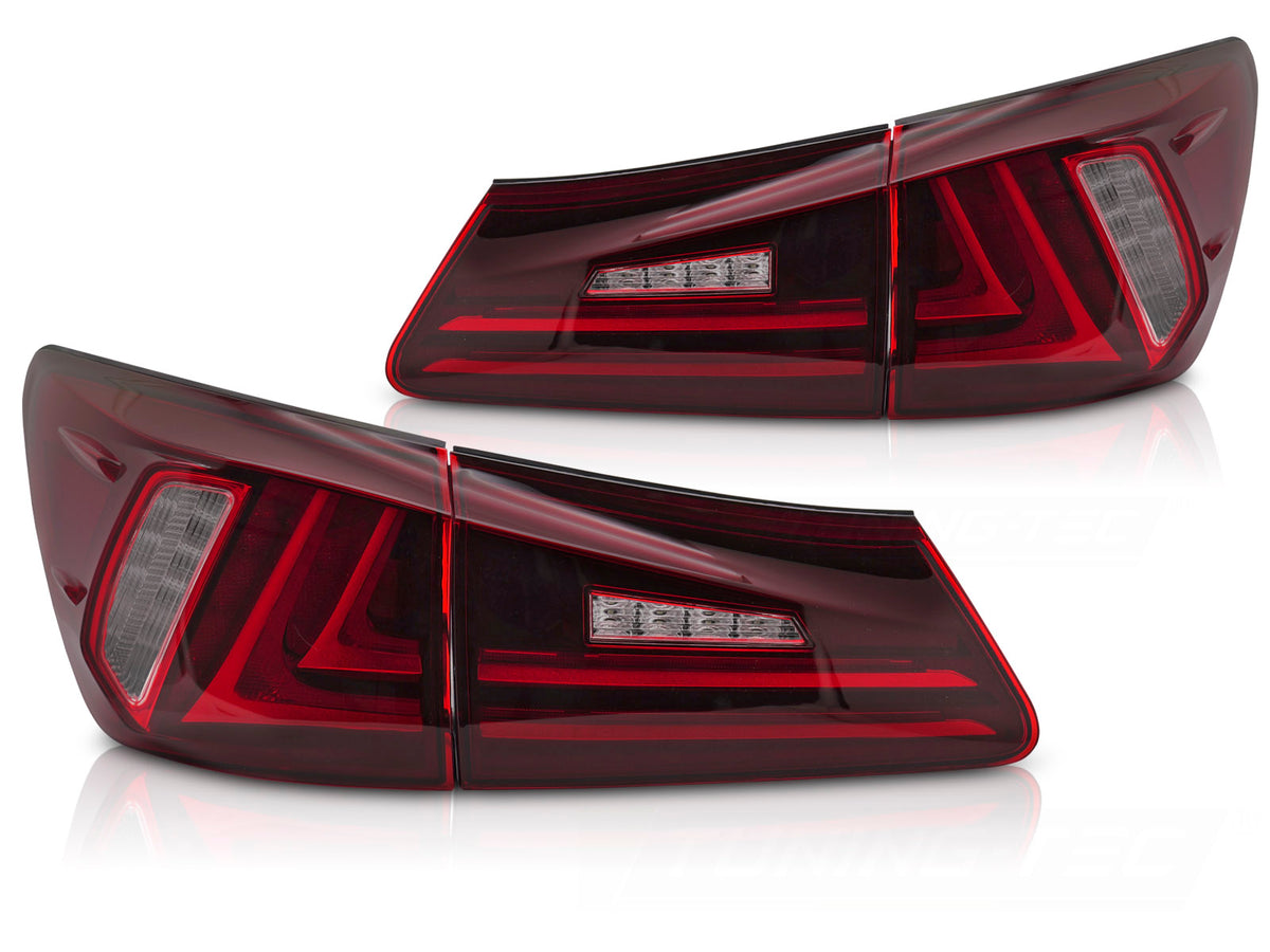 LED-baklykter Lexus IS II 2006–2013 rød utførelse sett bakfra