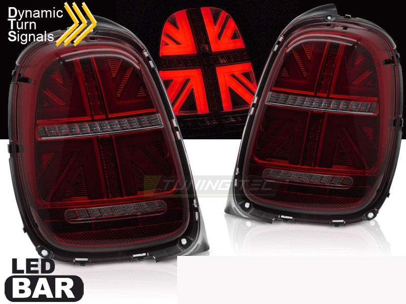 LED baklykter rĂ¸d smoke til Mini Cooper F55/F56/F57 sett bakfra med sekvensiell blinklys