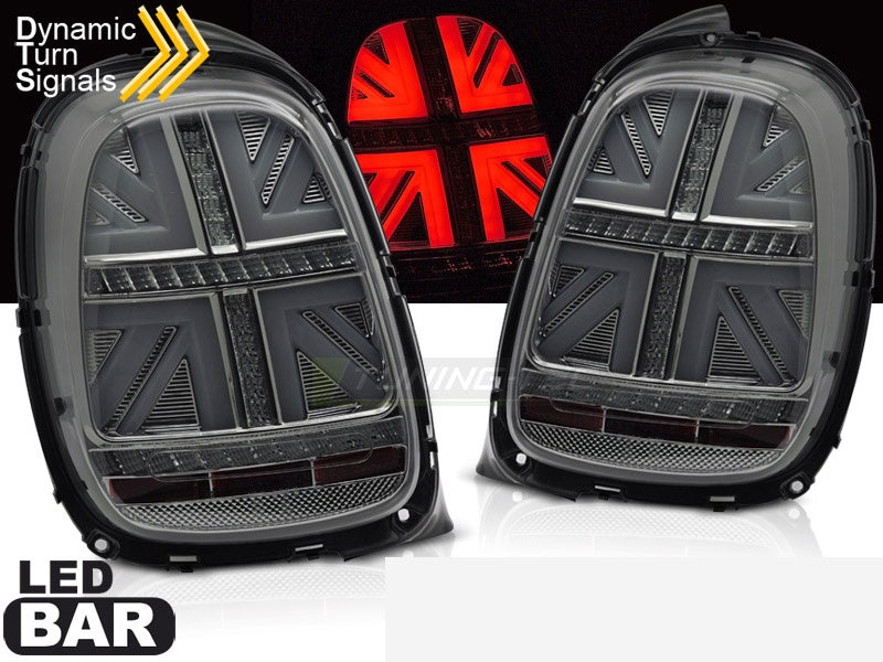 LED baklykter smoke til Mini Cooper F55 F56 F57 med sekvensiell blinklys sett bakfra