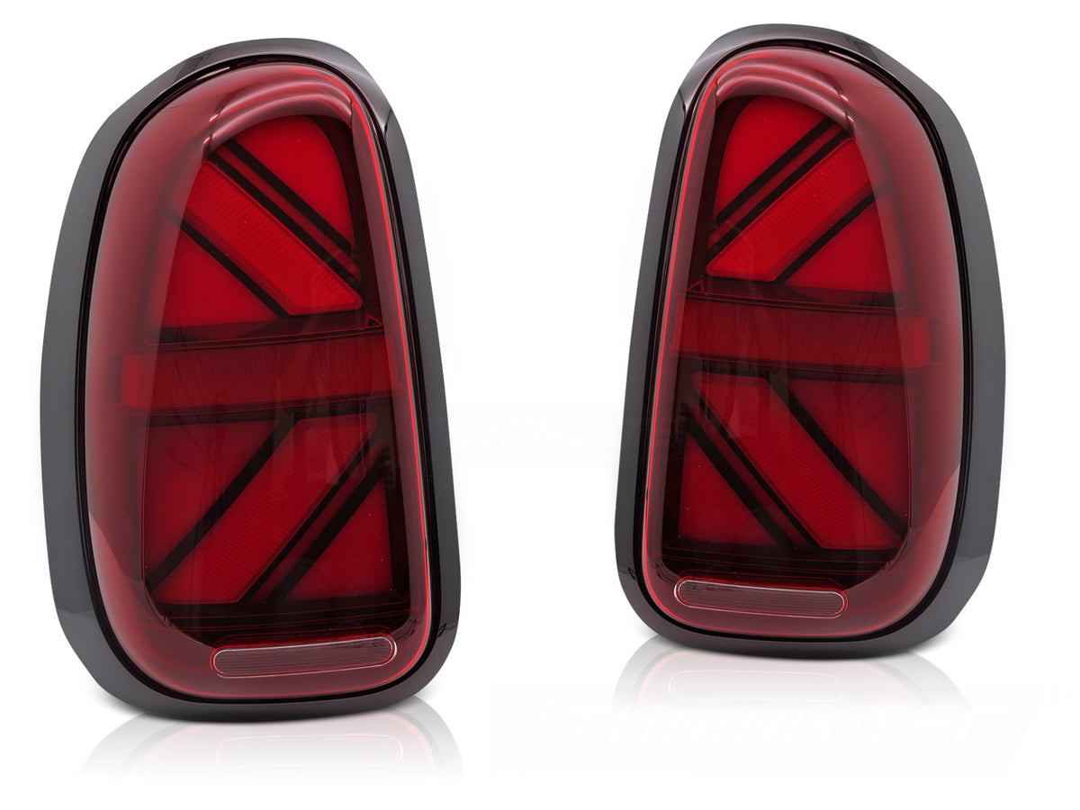 LED baklykter Mini Countryman R60 rød finish sett bakfra komplett par