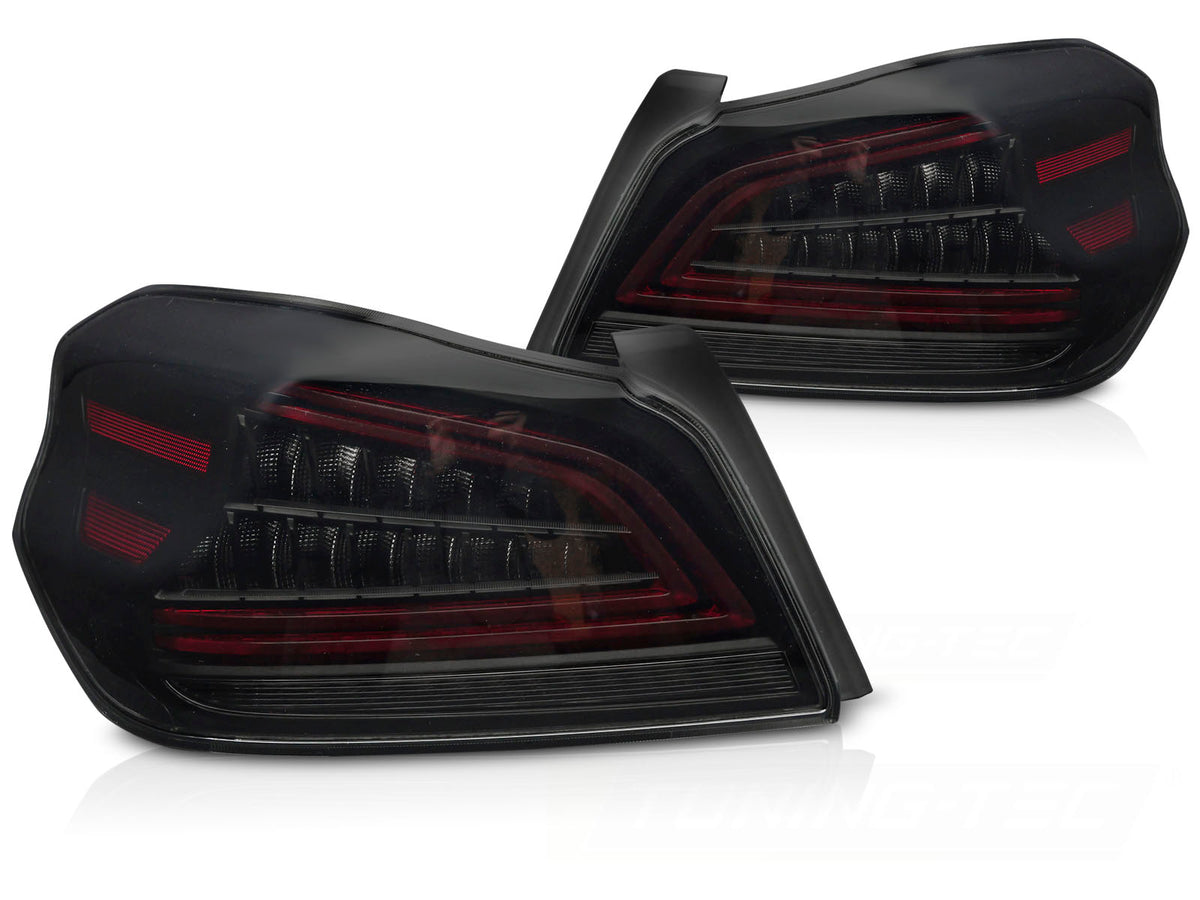 LED baklykter smoke til Subaru WRX 2014–2021 komplett sett vist bakfra