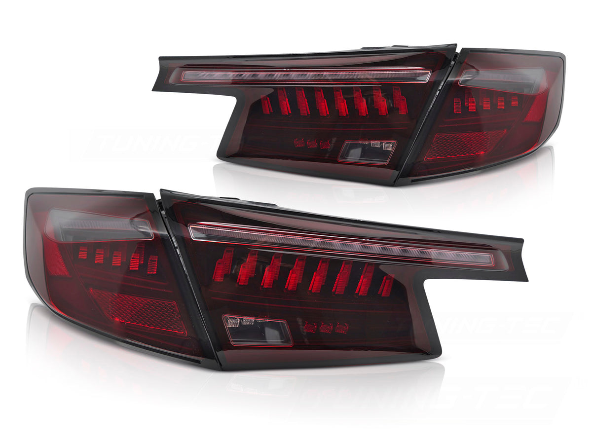 LED baklykter VW Golf 7 2017-2019 svart hus med røde detaljer sett bakfra