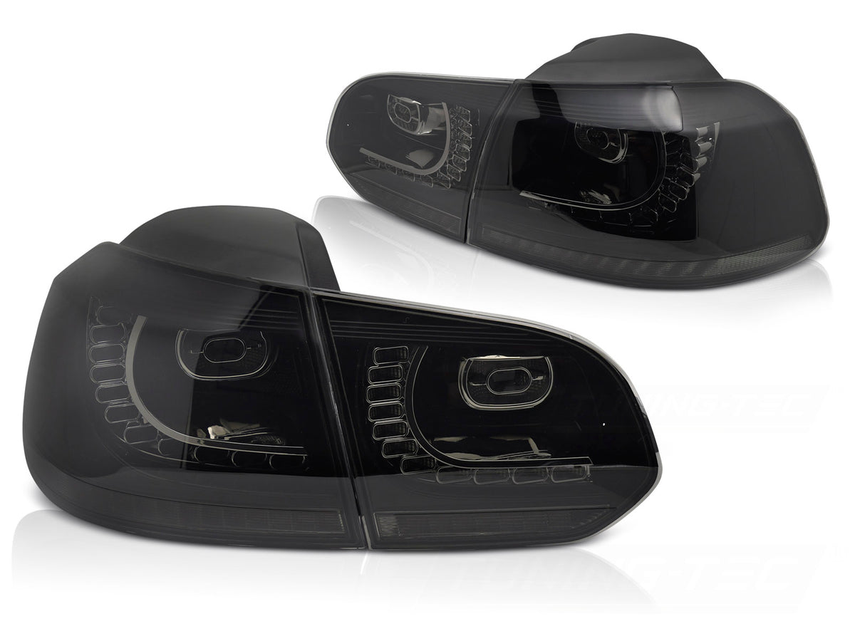 LED baklykter smoke VW Golf 6 2008–2013 med sekvensiell blinklys sett bakfra