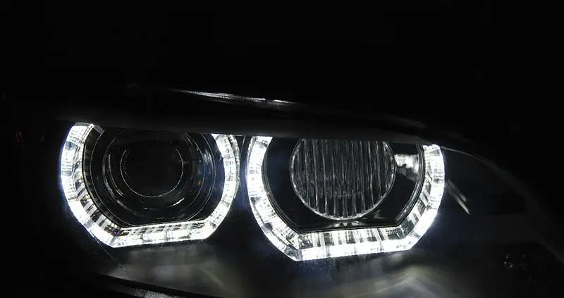 Frontlykter Bmw E92/E93 06-10 Angel Eyes Led Black AFS HID | Nomax.no🥇_3