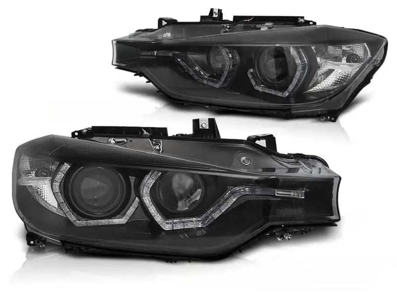 Frontlykter Bmw F30/F31 10.11 - 05.15 Angel Eyes Led Black HID DRL | Nomax.no🥇