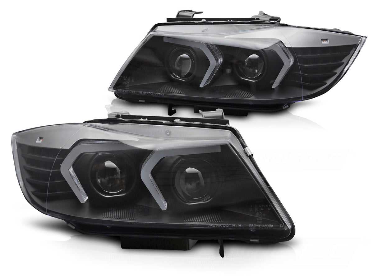 Frontlykter BMW 3 Serie E90 E91 05-11 Xenon LED svart fra Tuning-Tec