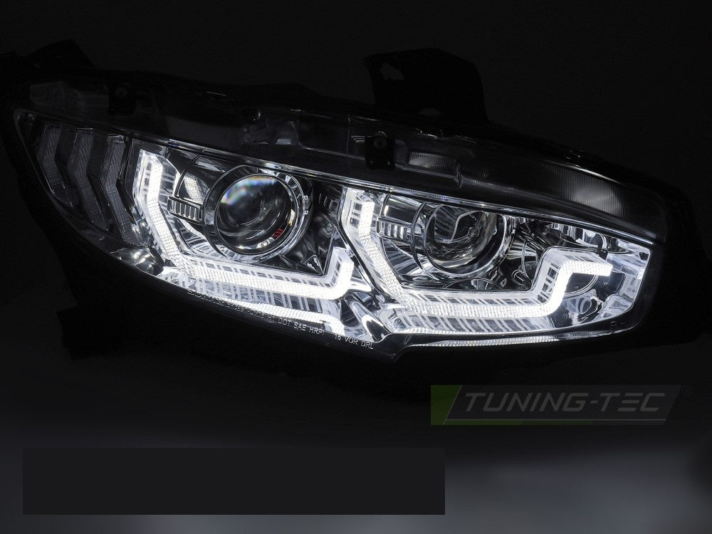 LED frontlykter med sekvensiell blinklys til Honda Civic IX 2014-2016 krom