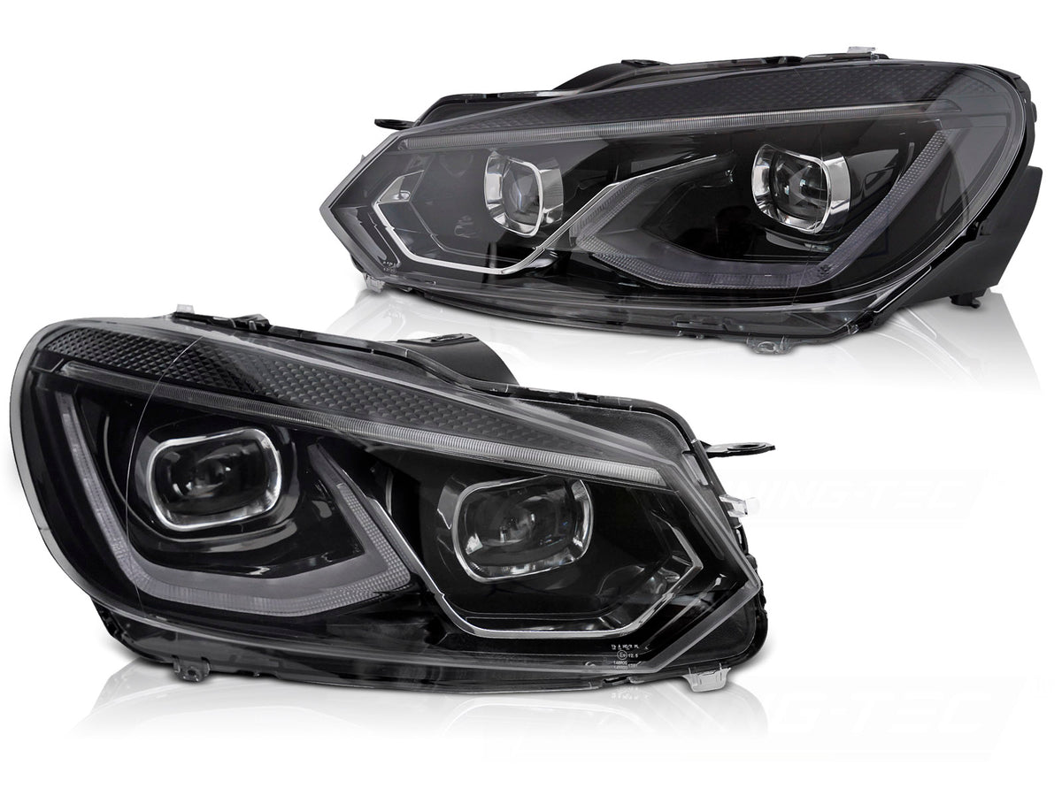 Frontlykter Volkswagen Golf 6 Full LED svart hus sett forfra