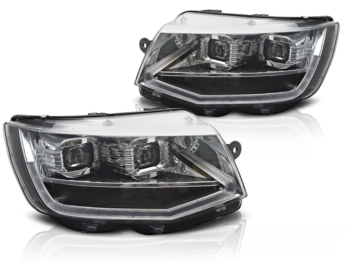 Frontlykter Volkswagen T6 15-24 LED Tube Light Krom fra Tuning-Tec